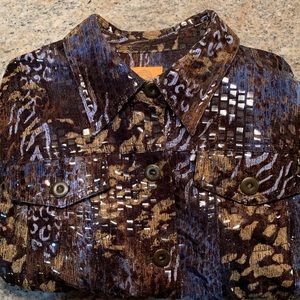 Ruby Rd. Petite Shiny Cheetah Print Jacket